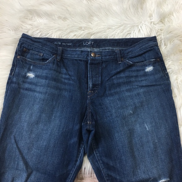 LOFT Jeans Boyfriend Crop Ripped Plus Size 18 - Picture 2 of 5